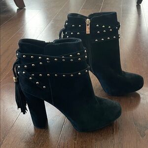 Jessica Simpson Black Suede Ankle Boots with Studded Detail